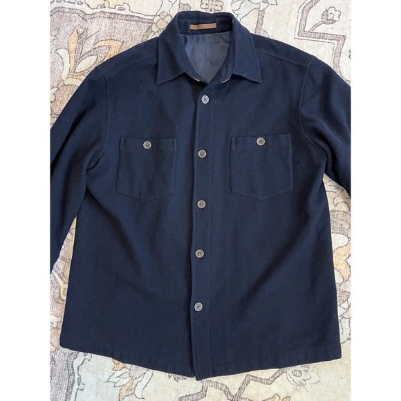 Tommy Bahama Other - VNTG Tommy Bahama‎ Shirt Jacket Navy Blue Wool Shacket Nylon Size Medium
